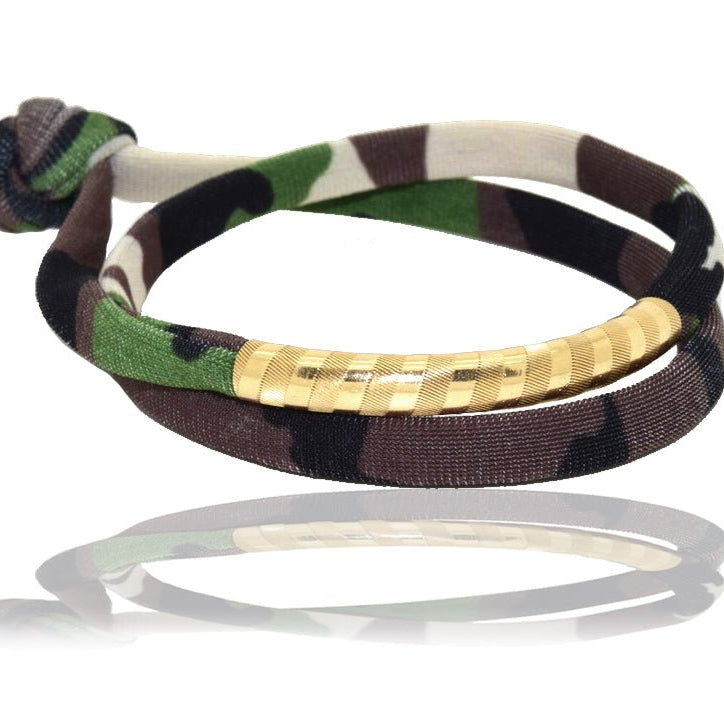 Miccy's | Army Print Green 14K Golden Tube Bracelet