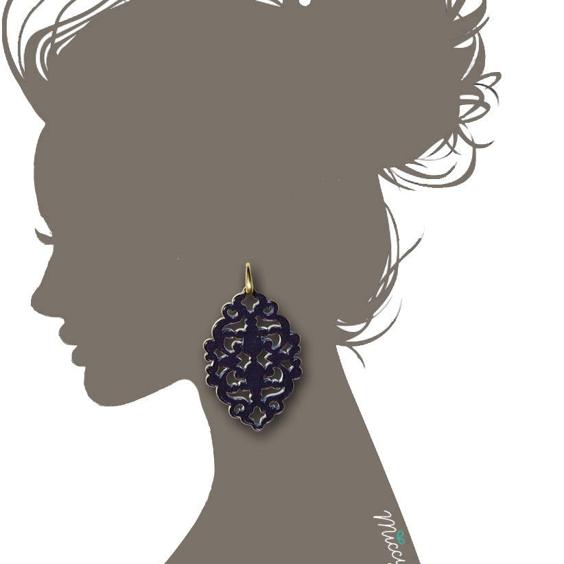 Miccy's | Azulejo Grey Mother Of Pearl | Resin Earrings