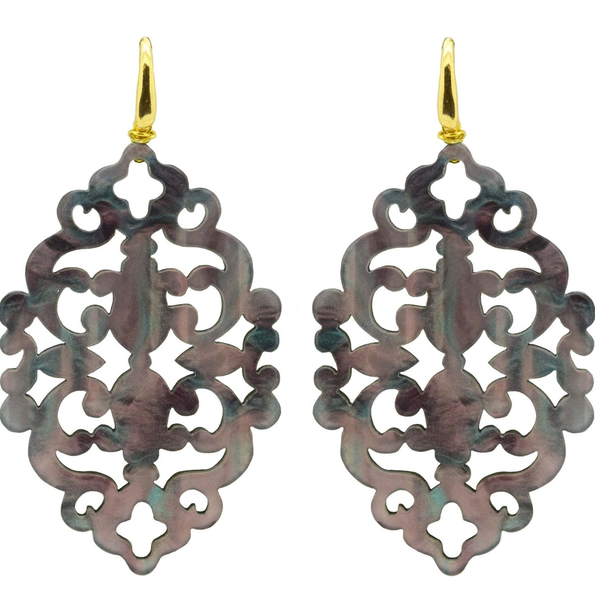 Miccy's | Azulejo Grey Mother Of Pearl | Resin Earrings