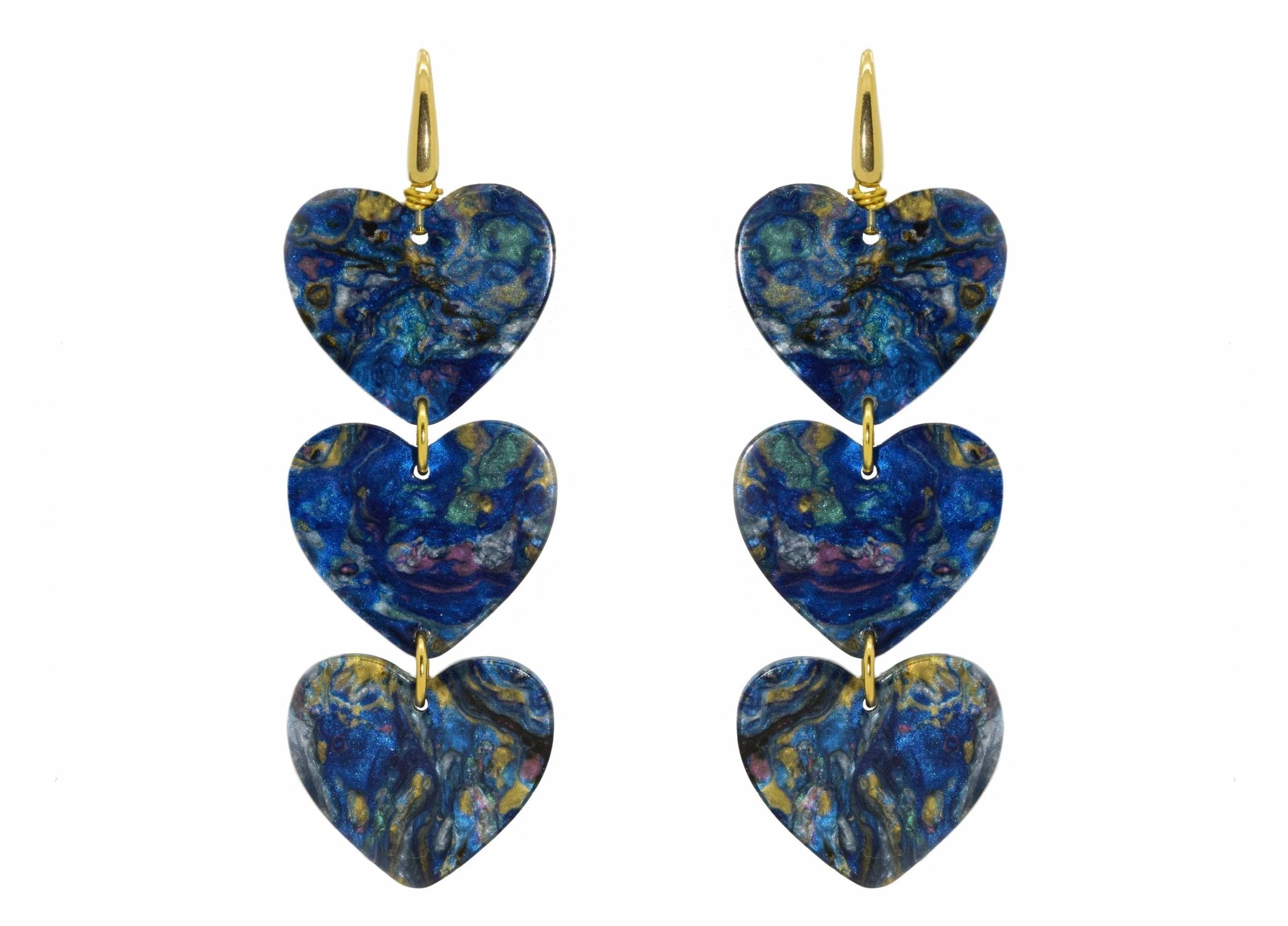 Miccy's | Blue Moon Hearts | Resin Earrings