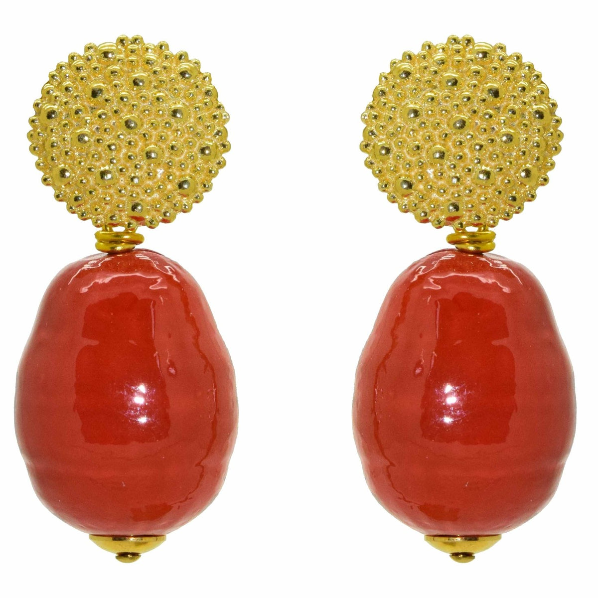 Miccy's Coral Majorca Pearl Drops Shell earrings