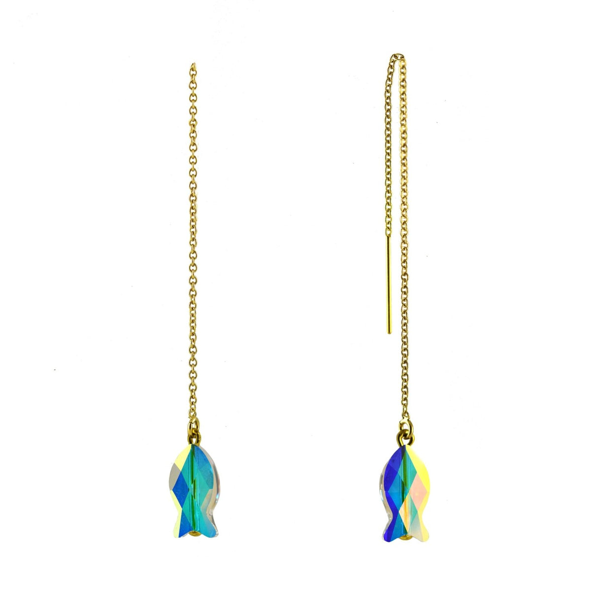 Miccy's Crystal Fish in Multi-Colour Metallic White Crystals earrings