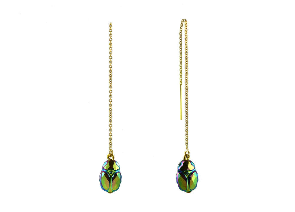 Miccy's | Crystal Scarab in Multi-Colour metallic Grey | Crystals Earrings