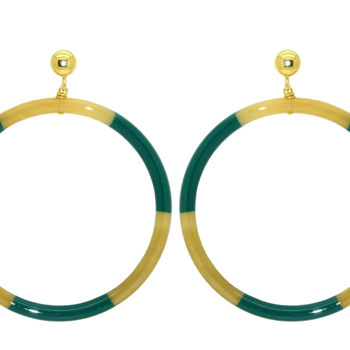 Miccy's Emerald Green Horn Hoops Large Horn earrings