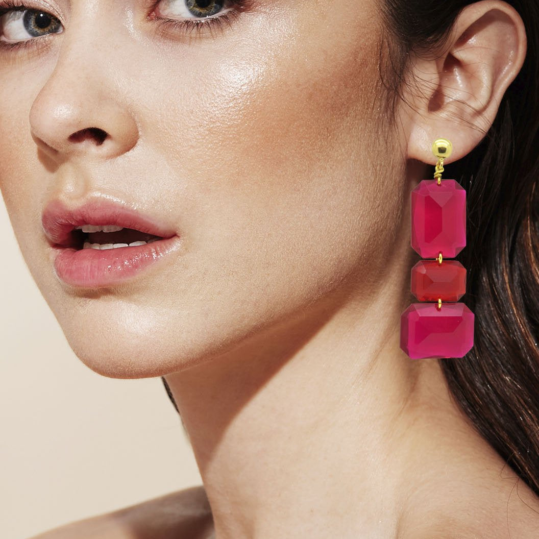 Miccy's Gemma Hot Pink Resin earrings