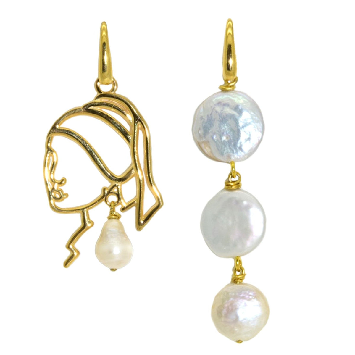 Miccy's Girl With The Pearl Gold Line earrings