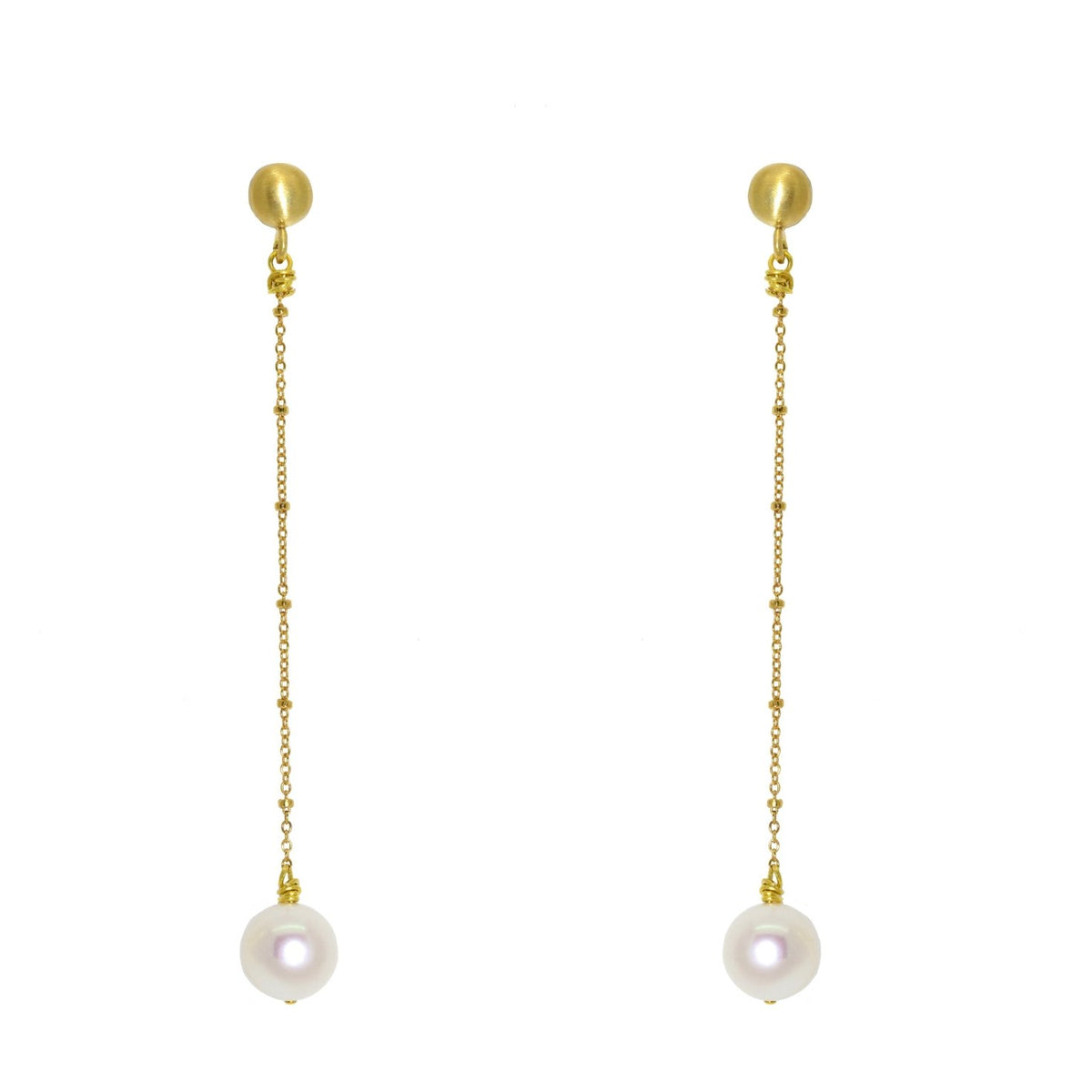 Miccy's Long White Fresh Water Pearls Shell earrings
