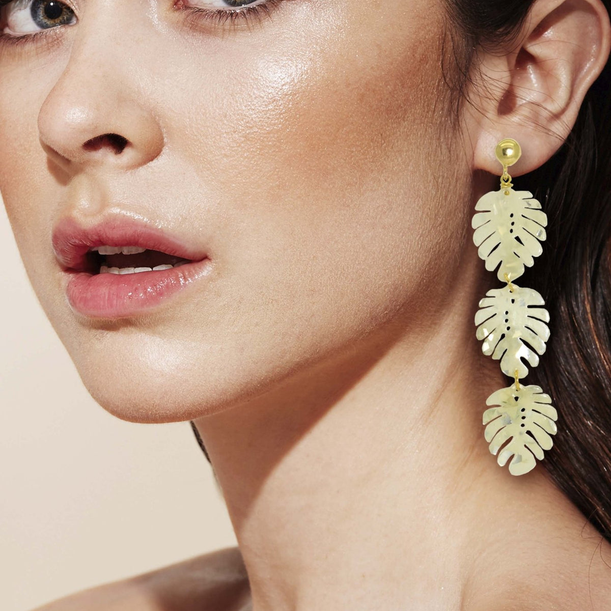 Miccy's Mini Monstera Green Resin earrings