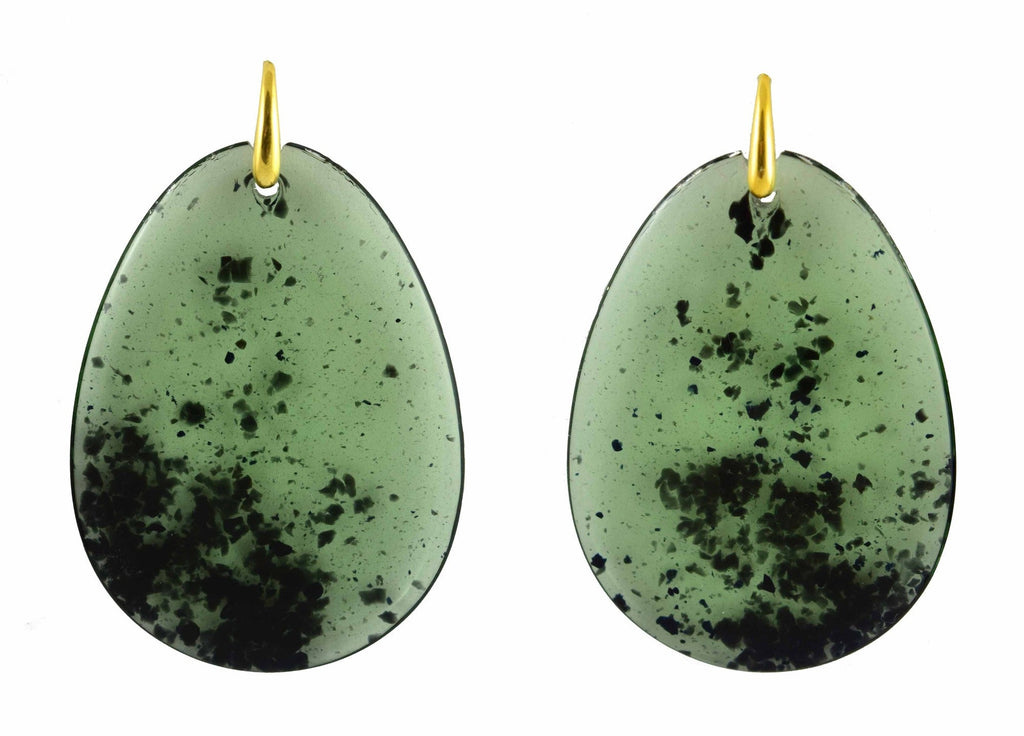 Miccy's | Olive Green Large Flat Drops | Resin Earrings