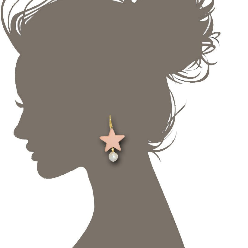 Miccy's Pearl Star Pastel Pink Resin earrings