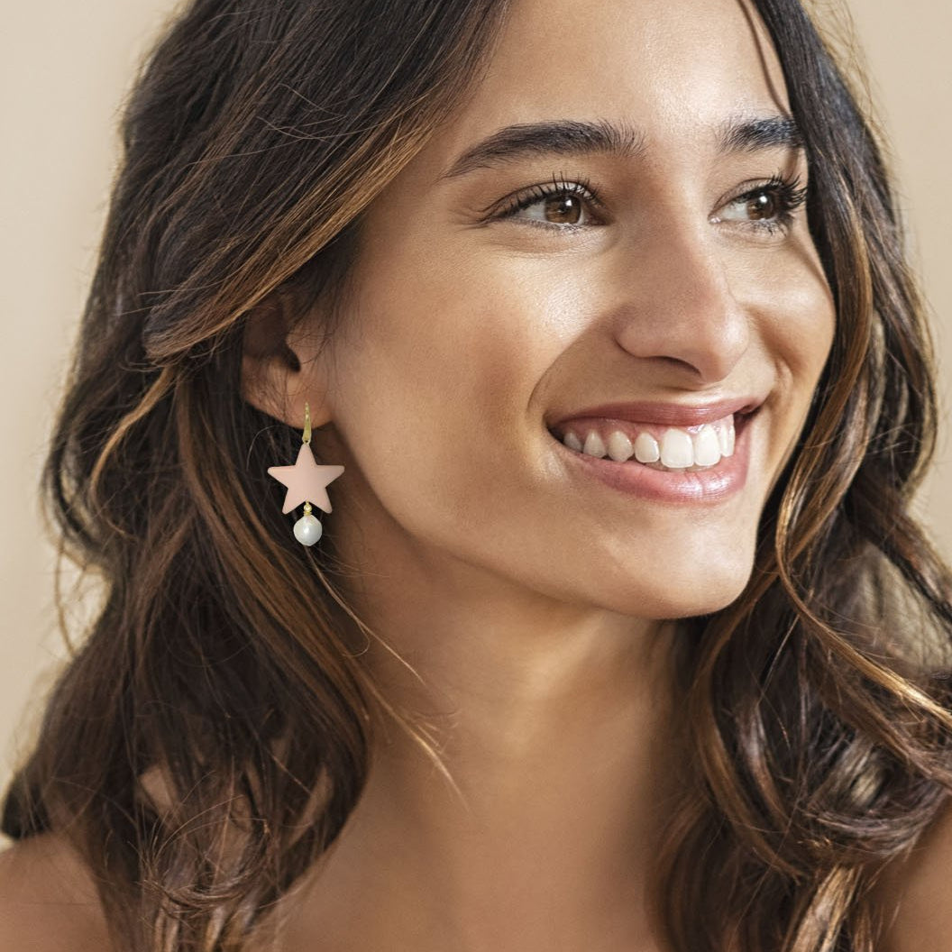 Miccy's Pearl Star Pastel Pink Resin earrings