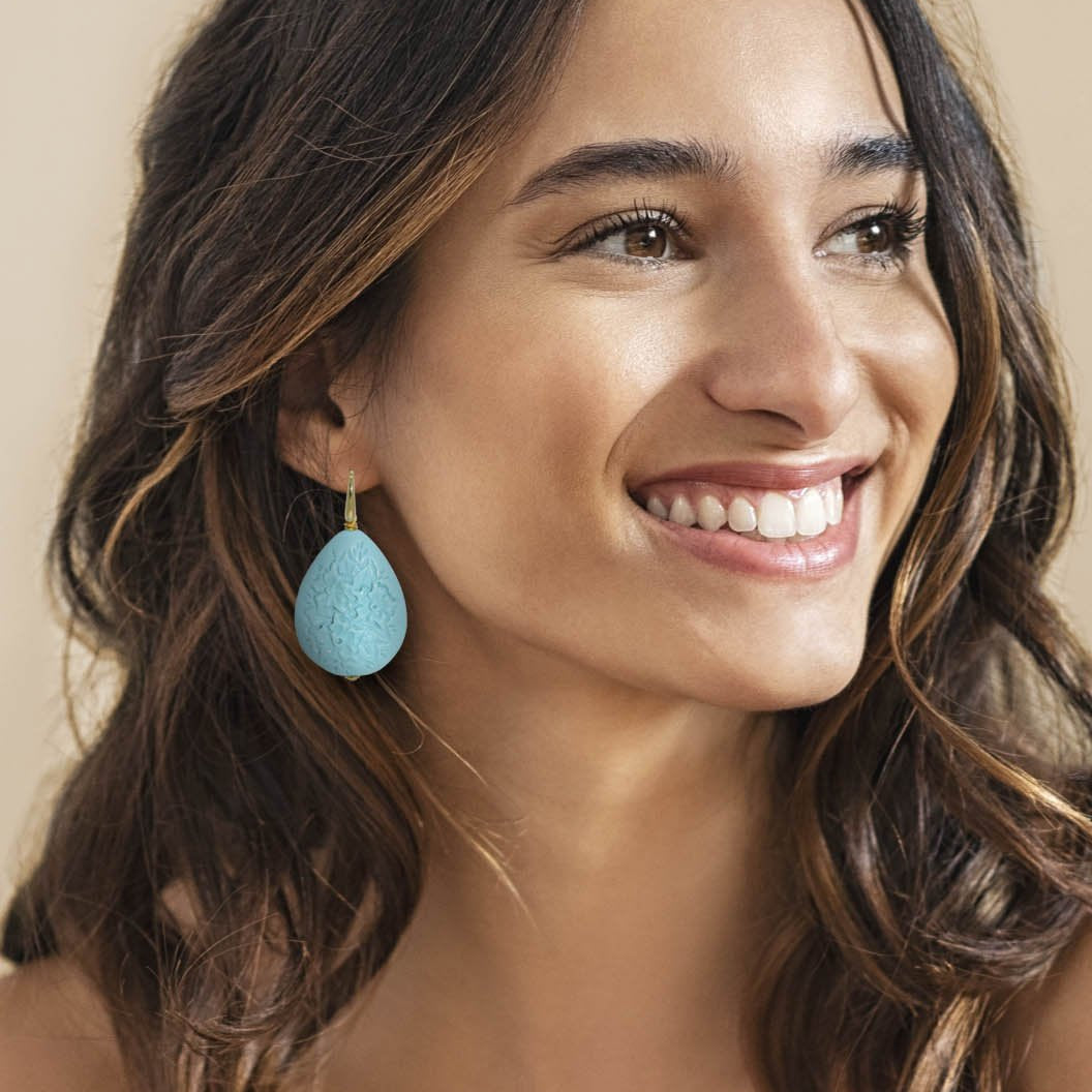 Miccy's Turquoise Carved Drops Resin earrings - Miccy's Jewelz Europe