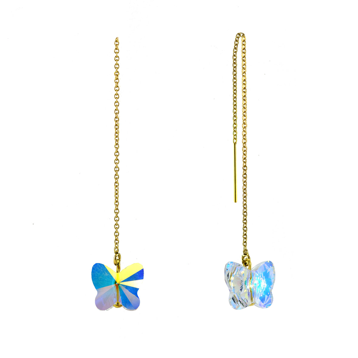 Miccy's Crystal Butterfly in Multi-Colour Metallic White Crystals earrings