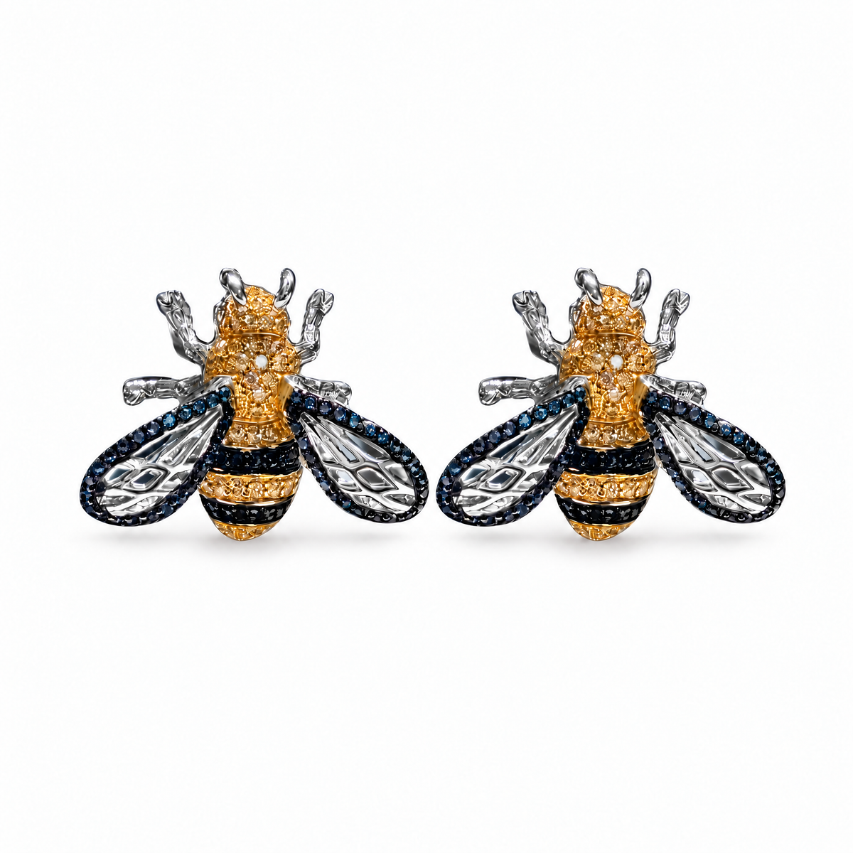 Miccy's Queen of the Hive Gold Line oorbellen, handgemaakte gouden bijenstuds