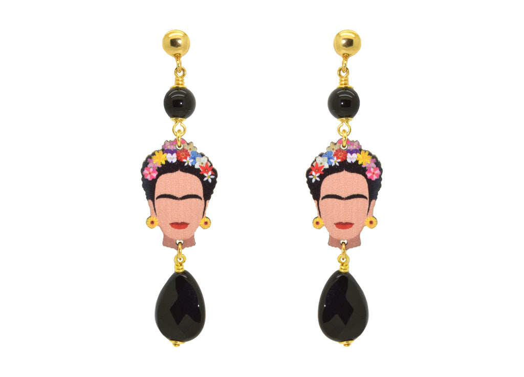 Frida Kahlo édition noire | Boucles d'oreilles en résine