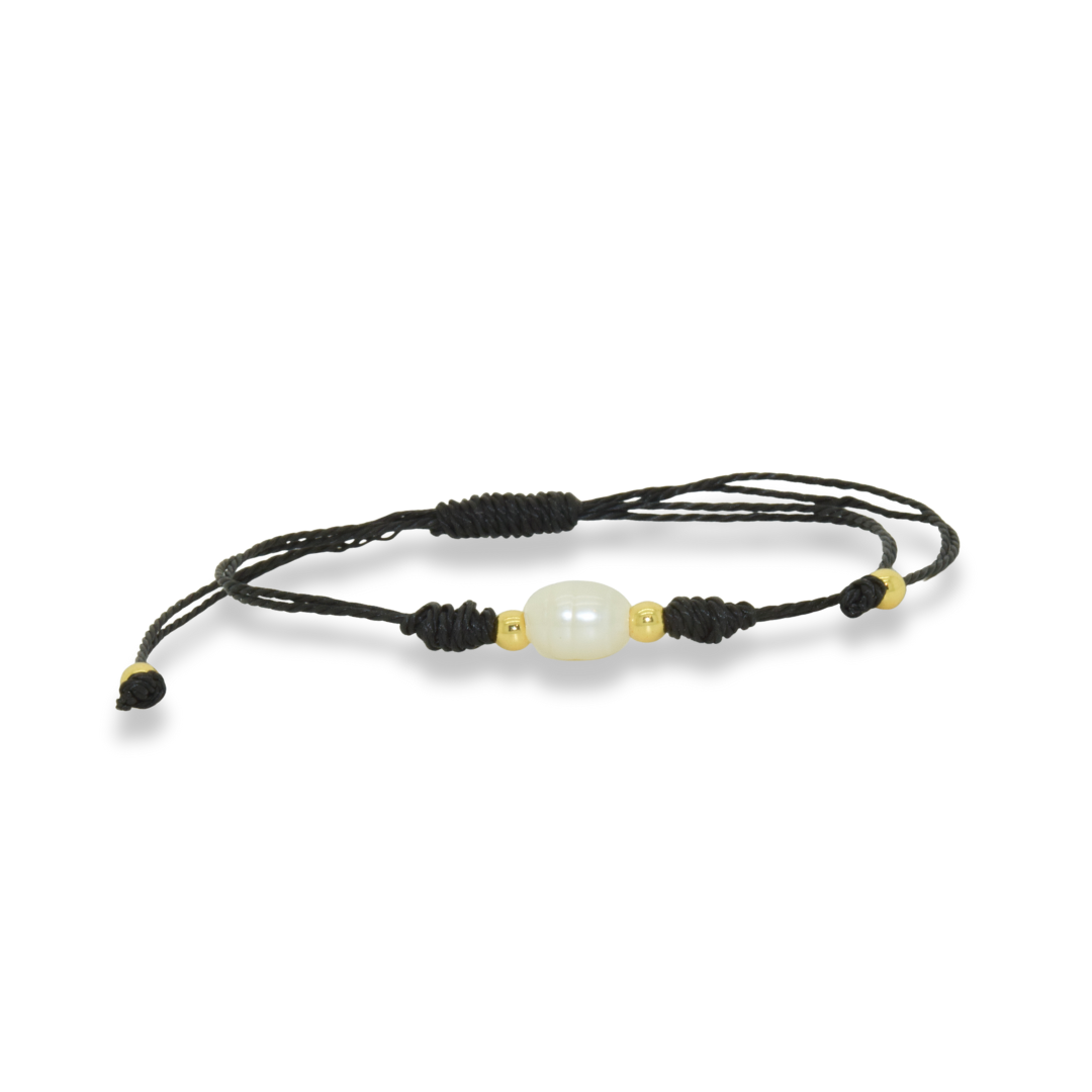Miccy's | Black Single Pearl Friendship Armband – Miccy's Jewelz Europe