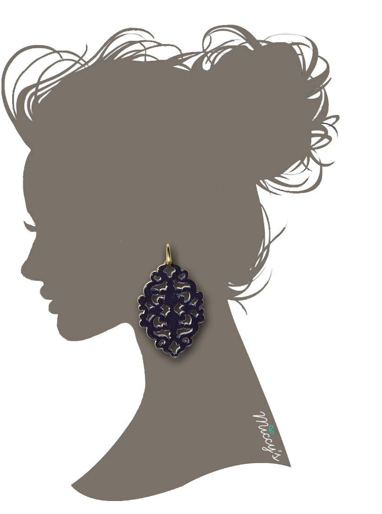 Miccy's | Azulejo Grey Mother Of Pearl | Resin Earrings