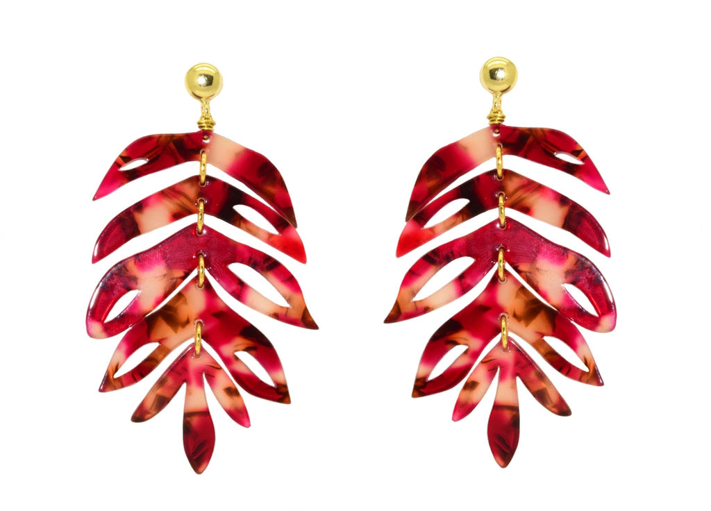 Big Red Leaves | Resin Earrings - Miccy's Jewelz Europe