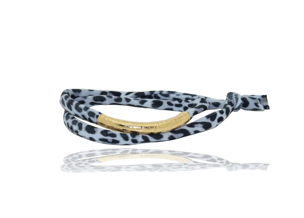 Miccy's | Black and White Leopard 14K Golden Tube Bracelet