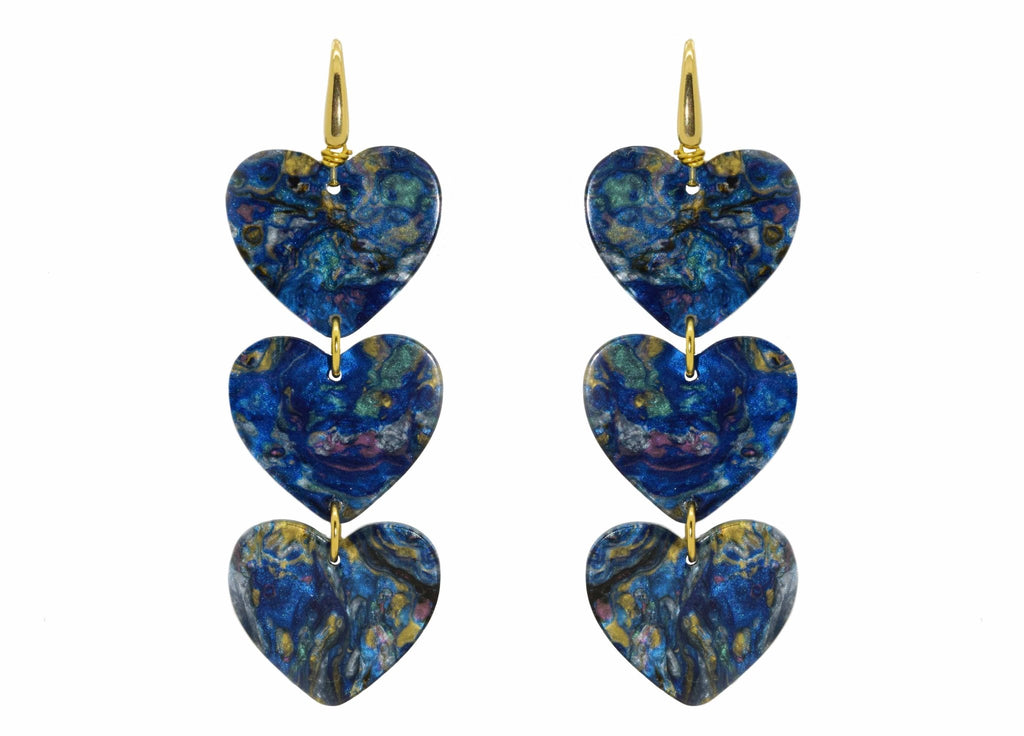 Miccy's | Blue Moon Hearts | Resin Earrings