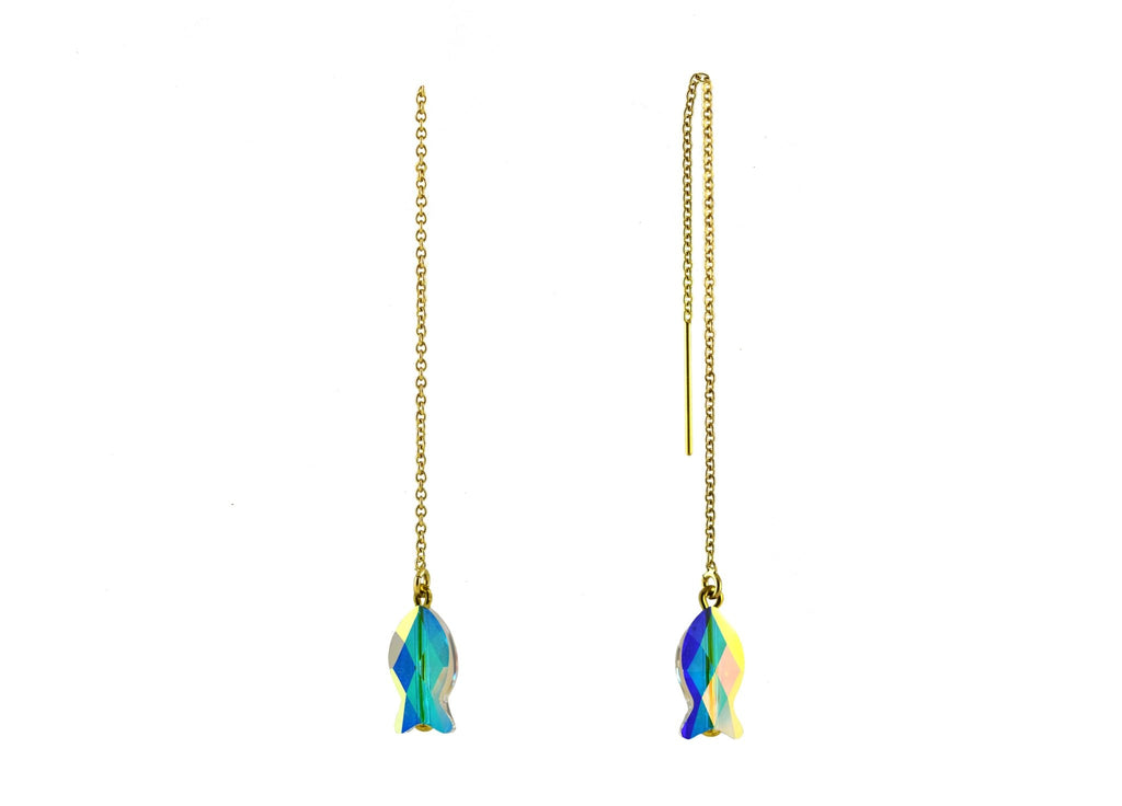 Crystal Fish in Multi-Colour Metallic White | Crystals Earrings - Miccy's Jewelz Europe