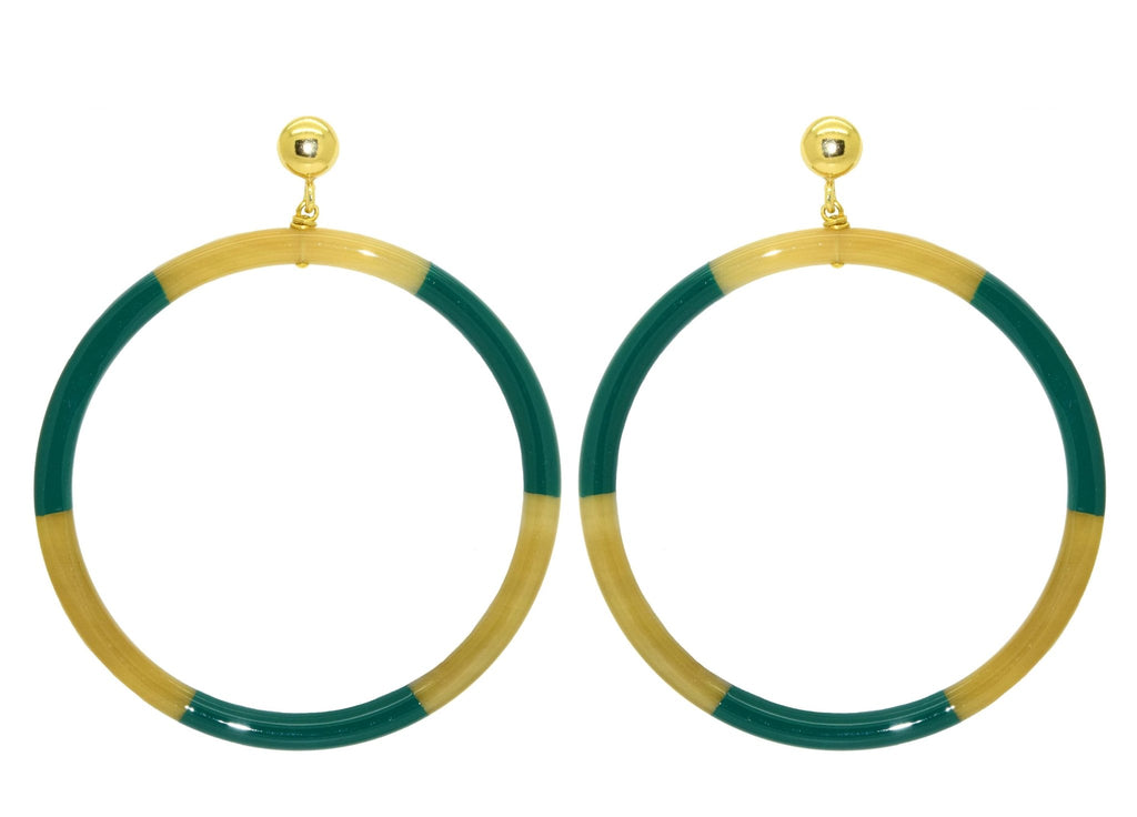 Miccy's | Emerald Green Horn Hoops Large | Horn Earrings