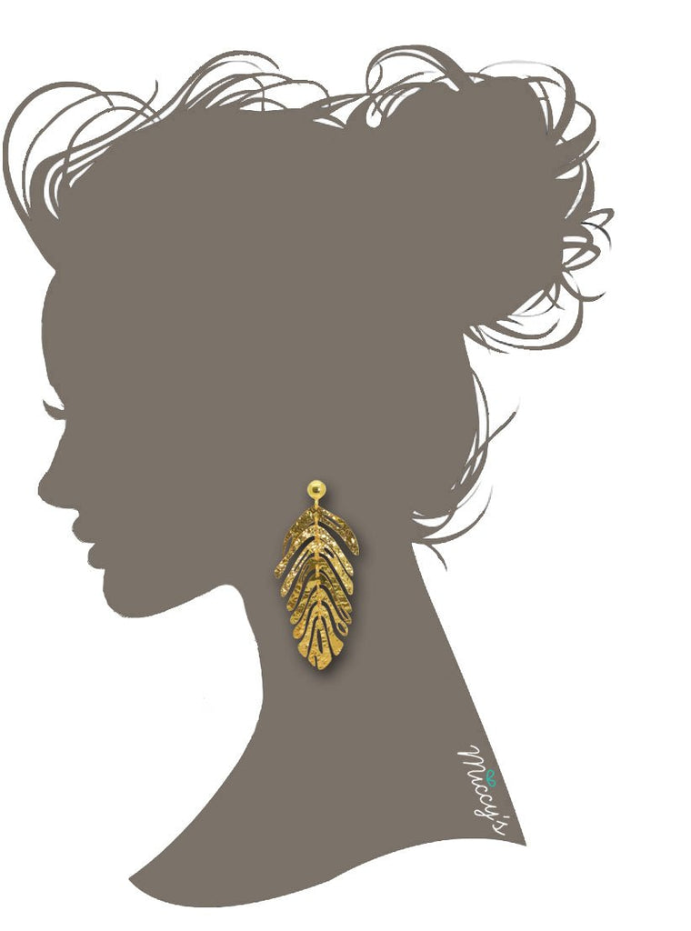 Golden Leaves | Gold Line Earrings - Miccy's Jewelz Europe