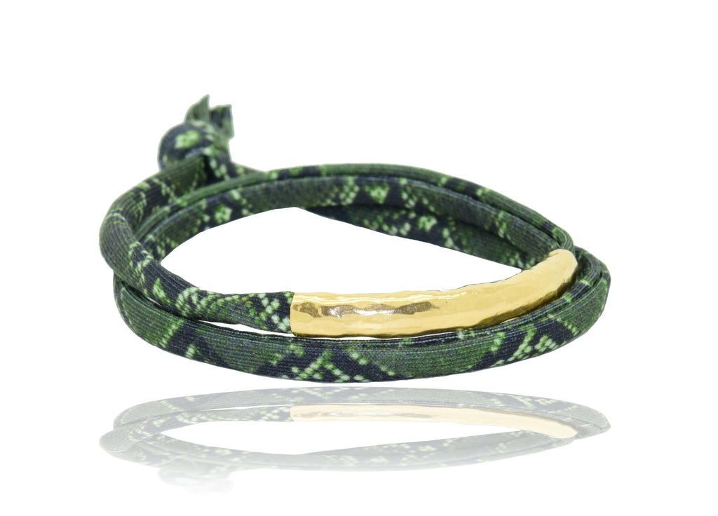 Green Snake Skin 14K Golden Tube Bracelet - Miccy's Jewelz Europe