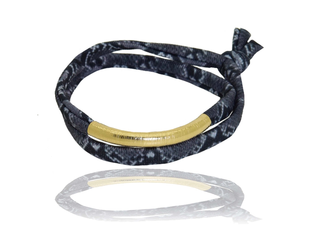 Miccy's | Grey Snake Skin 14K Golden Tube Bracelet