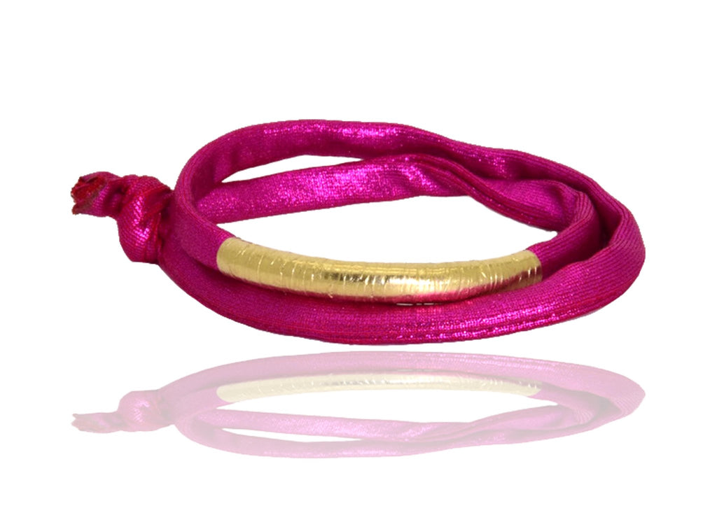 Metallic Fuchsia 14K Golden Tube Bracelet - Miccy's Jewelz Europe