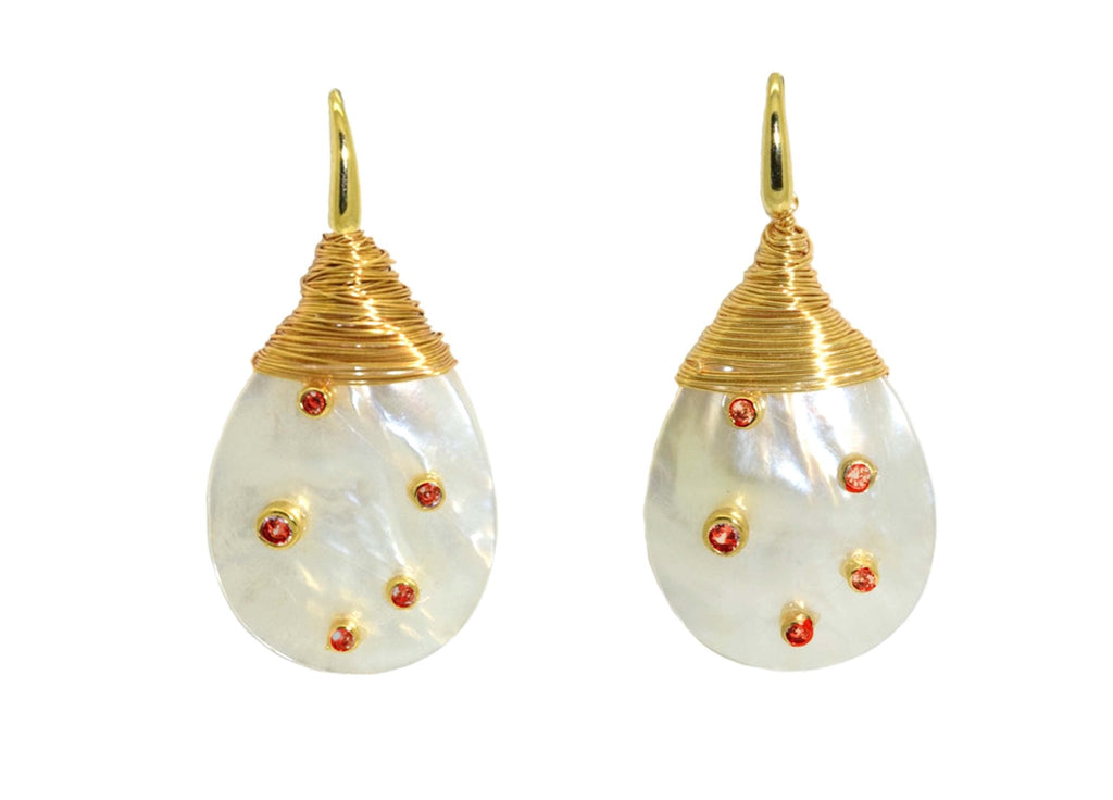 Miccy's | MOP Drops with ruby stones | Shell Earrings