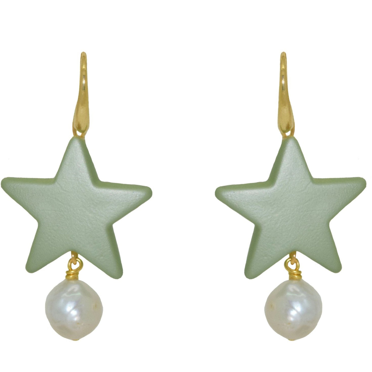 Miccy's | Pearl Star Mint Green Statement Oorbellen – Miccy's Jewelz Europe
