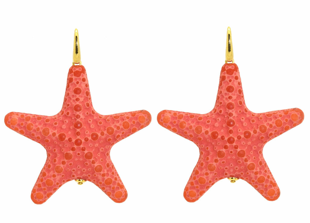 Miccy's | Red Coral Large Starfishes | Resin Earrings