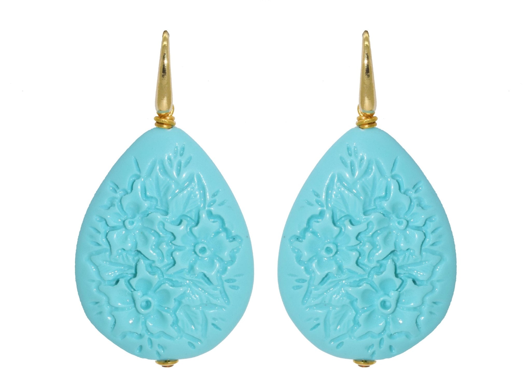 Turquoise Carved Drops| Resin Earrings - Miccy's Jewelz Europe