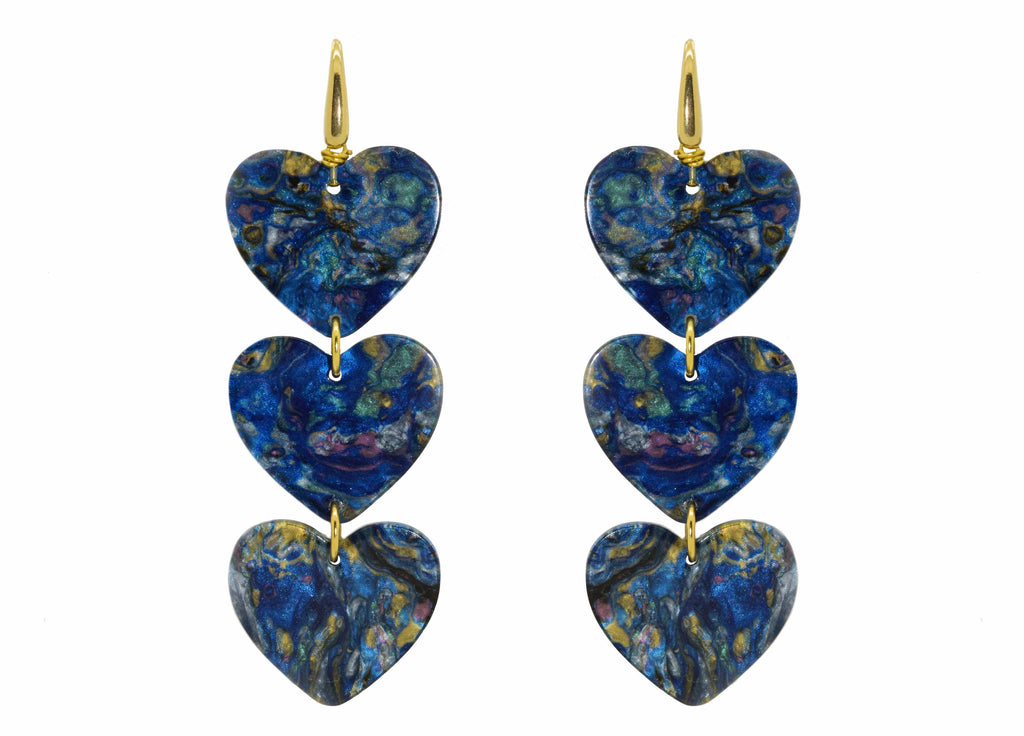 Blue Moon Hearts | Resin Earrings