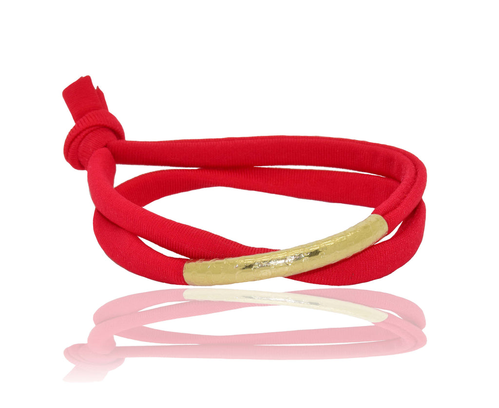 Lipstick Red 14K Golden Tube Bracelet