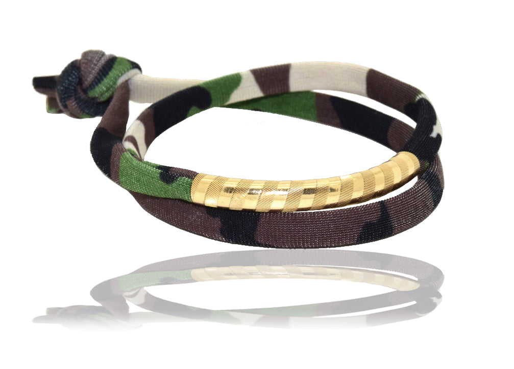 Army Print Green 14K Golden Tube Bracelet