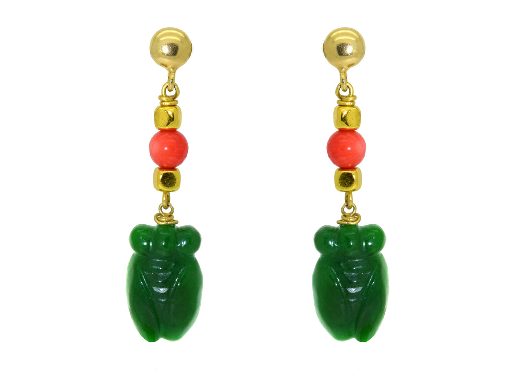 Green Jade Bugs | Gemstone Earrings