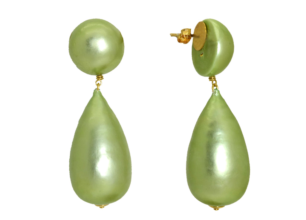 Light Green Cotton Pearls | Resin Earrings