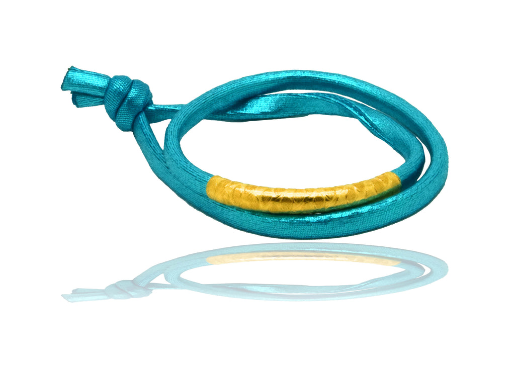 Metallic Turquoise 14K Golden Tube Bracelet