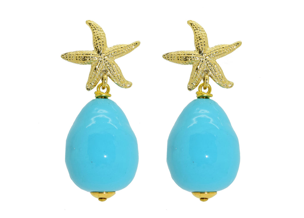 Turquoise Majorca Pearl Drops | Shell Earrings