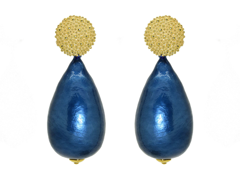 Midnight Blue Cotton Pearls | Resin Earrings