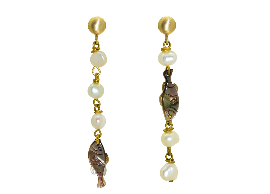 Pearls and Caviar | Shell Earrings