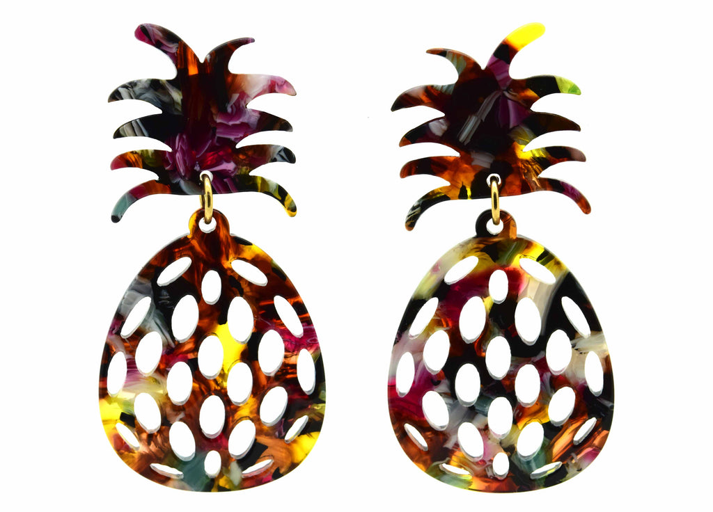 Tortoise Pineapple | Resin Earrings