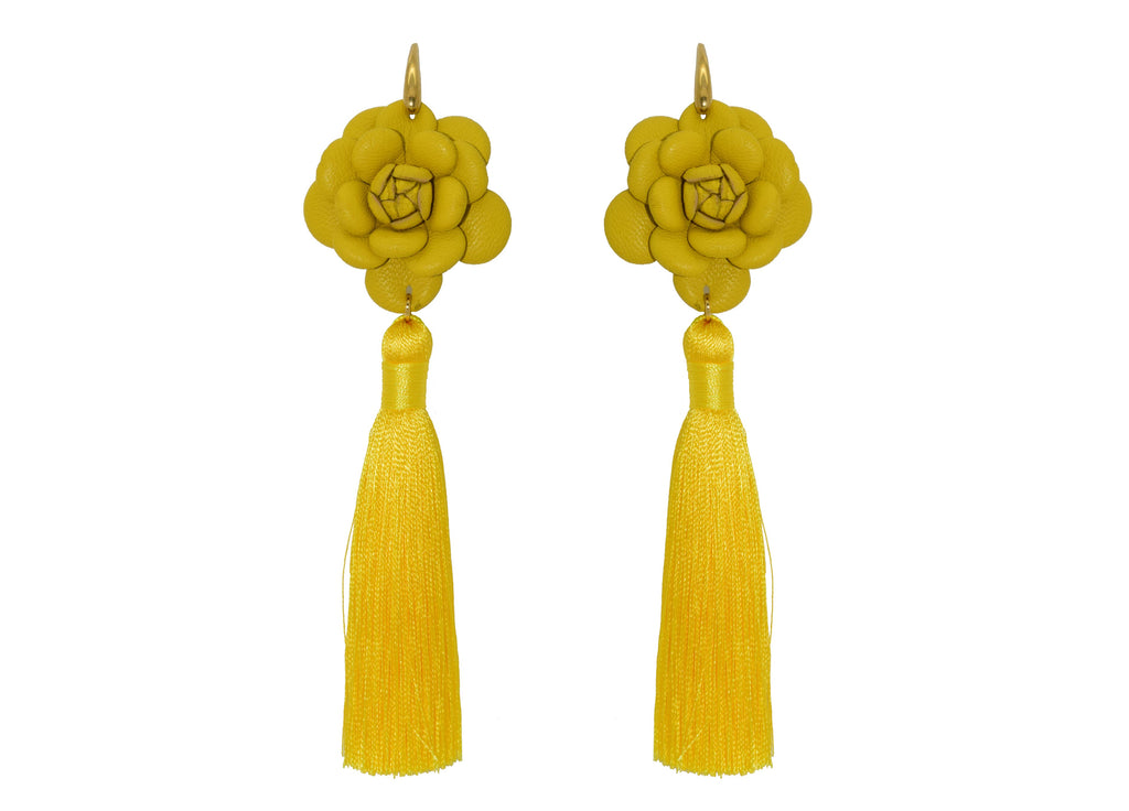 Camillia Yellow With Tassel | Skins Earrings