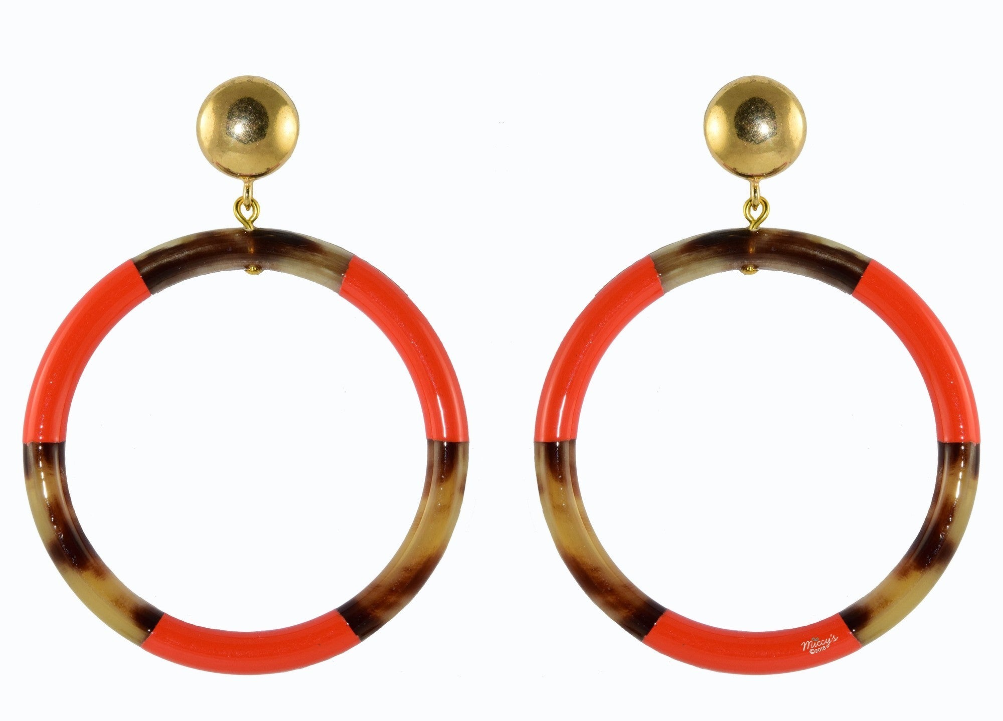 Miccy's | Orange Horn Hoops Medium (old model)| Horn Earrings