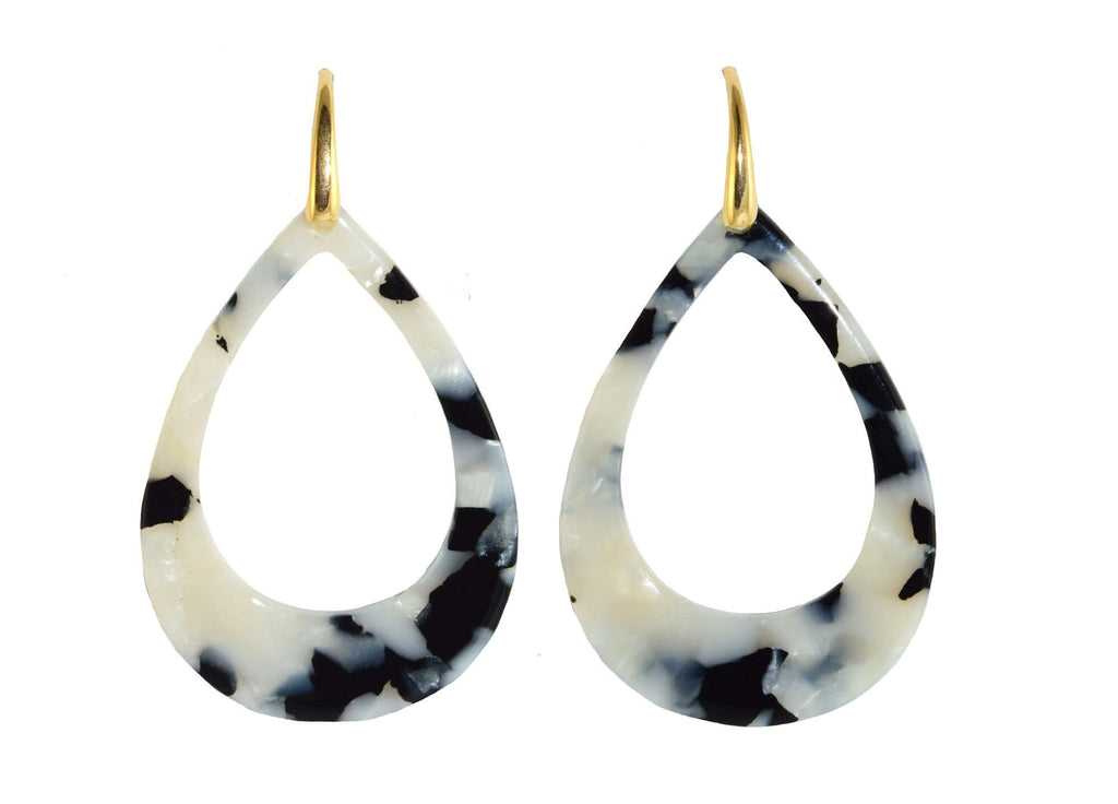 Black and White Tortoise Drops | Resin Earrings