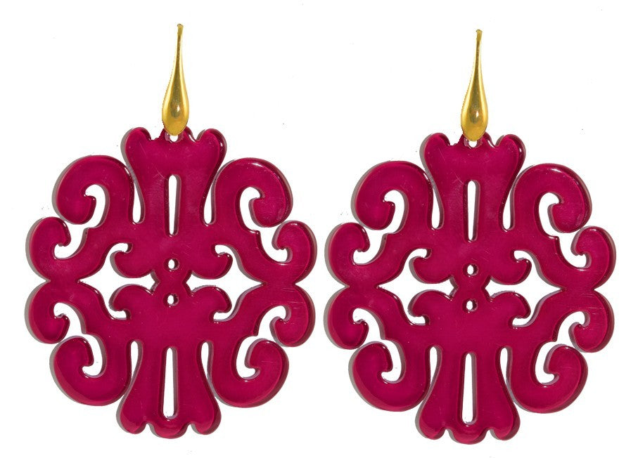 Fuchsia round ornaments | Resin Earrings