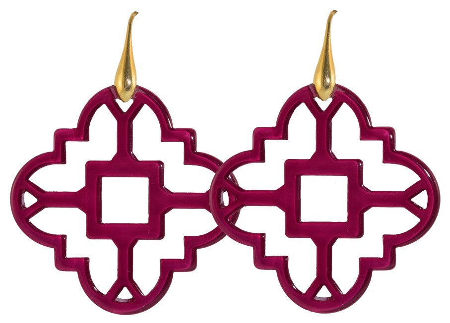 Fuchsia Mosaic Ornaments | Resin Earrings